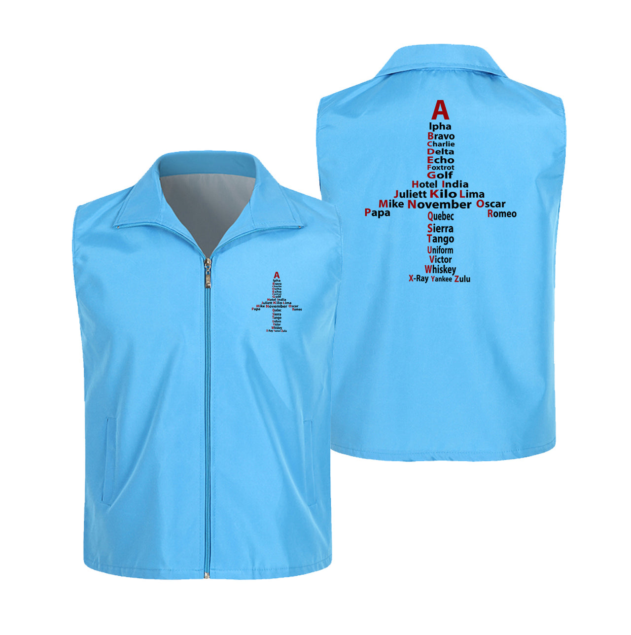 Airplane Shape Aviation Alphabet Designed Thin Style Vests