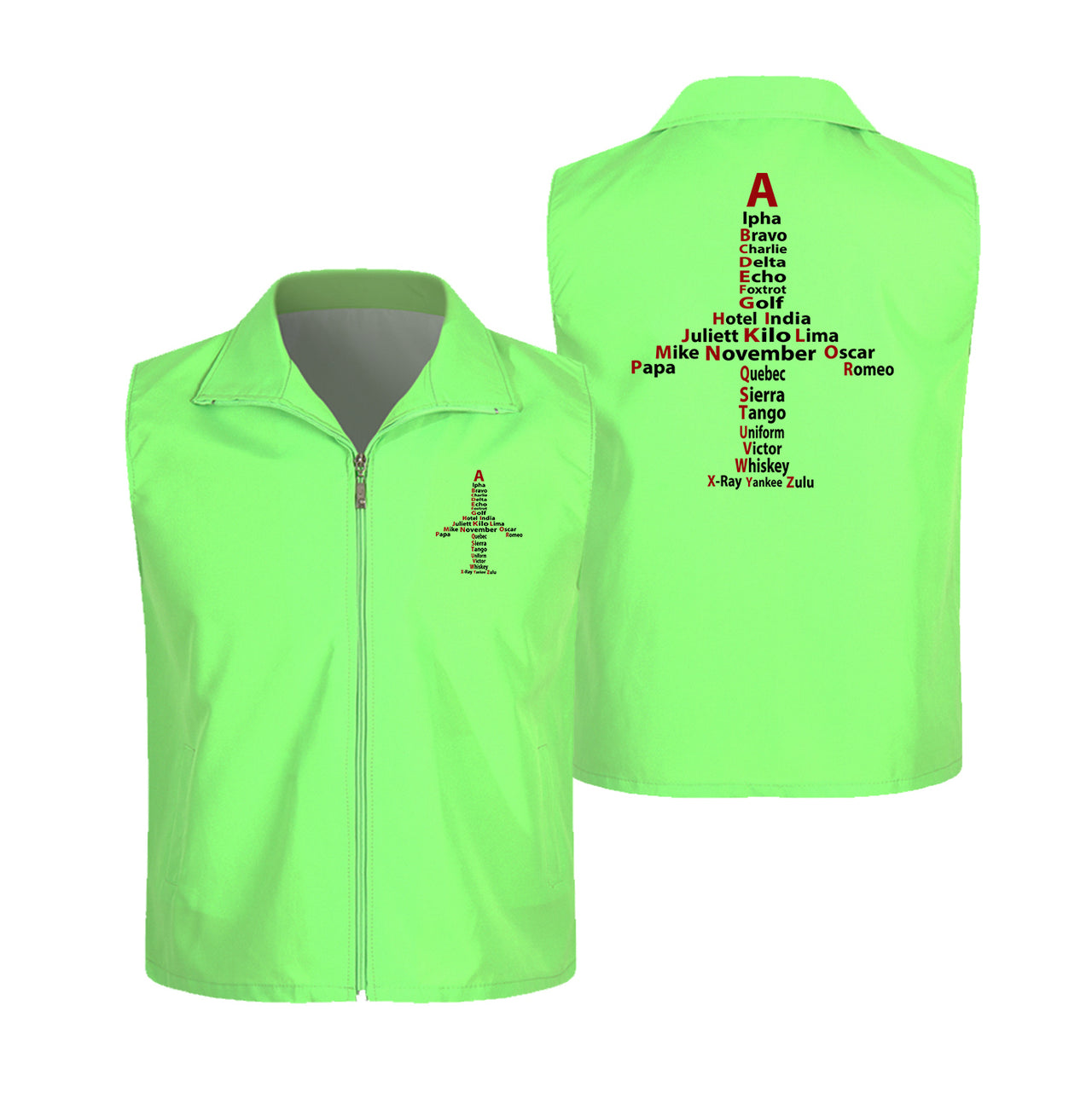 Airplane Shape Aviation Alphabet Designed Thin Style Vests