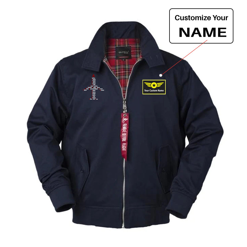 Airplane Shape Aviation Alphabet Designed Vintage Style Jackets