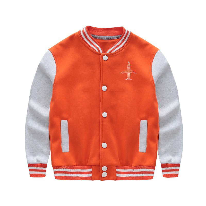 Airplane Shape Aviation Alphabet Designed "CHILDREN" Baseball Jackets