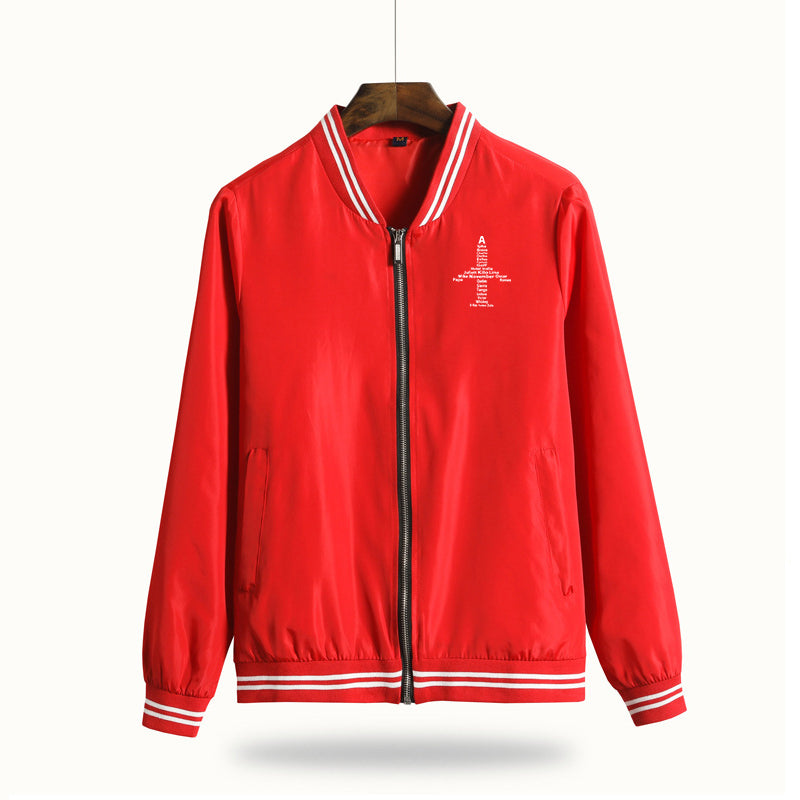 Airplane Shape Aviation Alphabet Designed Thin Spring Jackets