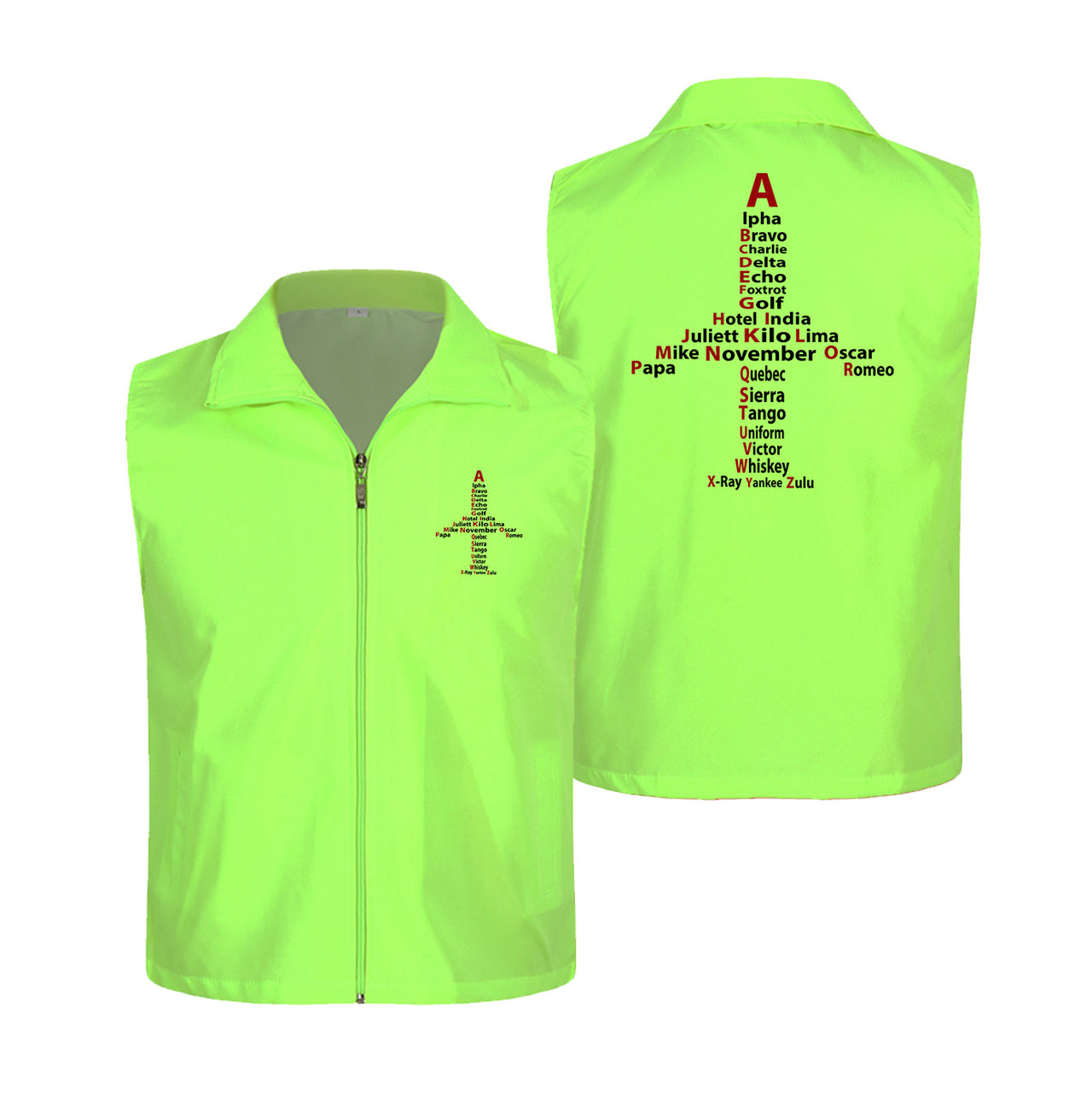 Airplane Shape Aviation Alphabet Designed Thin Style Vests