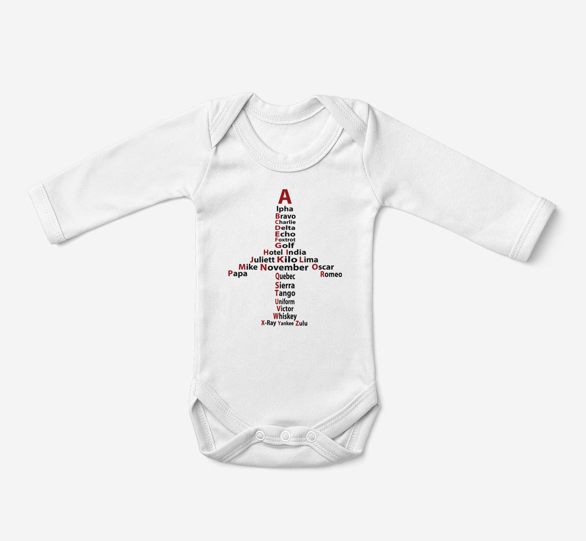 Airplane Shape Aviation Alphabet Designed Baby Bodysuits