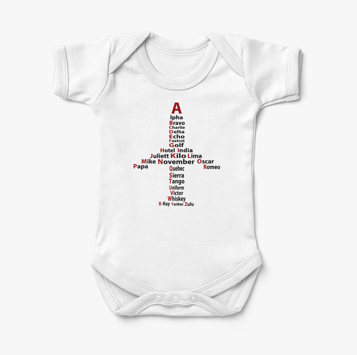 Airplane Shape Aviation Alphabet Designed Baby Bodysuits