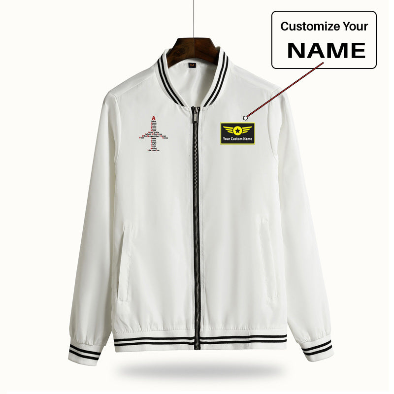 Airplane Shape Aviation Alphabet Designed Thin Spring Jackets