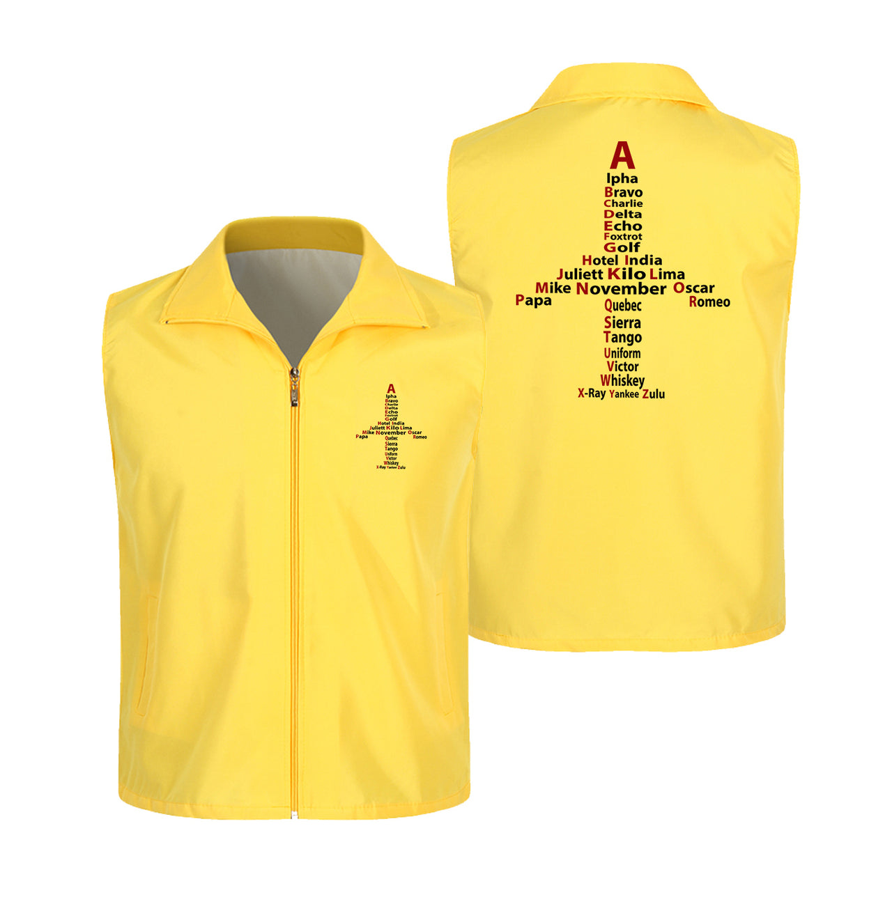 Airplane Shape Aviation Alphabet Designed Thin Style Vests