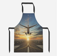 Thumbnail for Airplane over Runway Towards the Sunrise Designed Kitchen Aprons