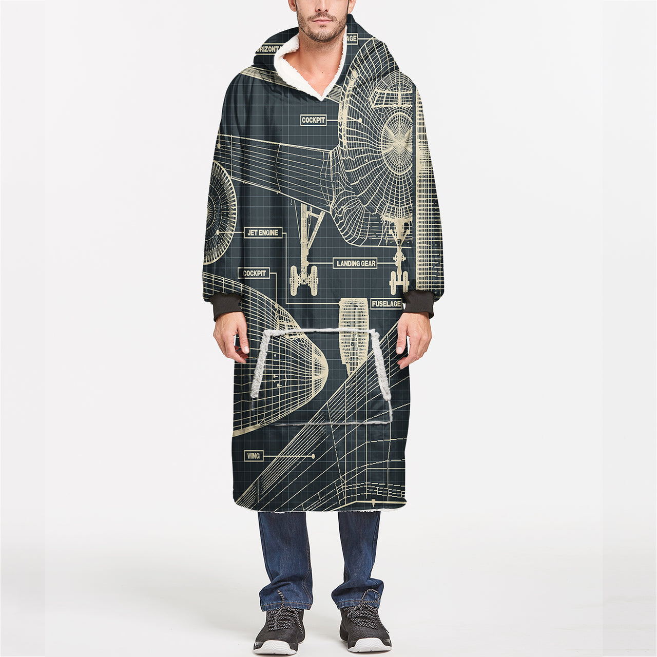 Airplanes Fuselage & Details Designed Blanket Hoodies