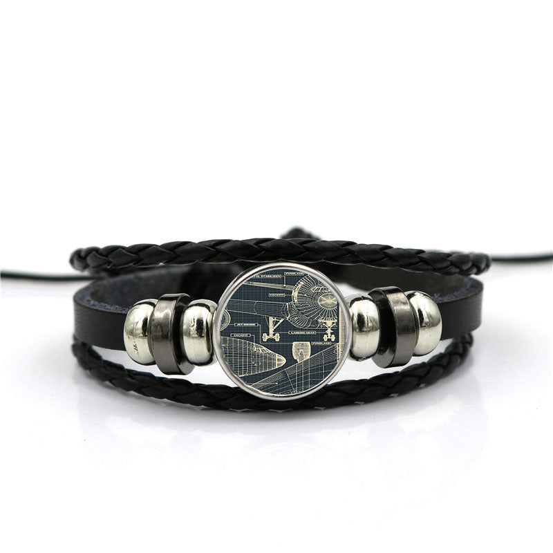 Airplanes Fuselage & Details Designed Leather Bracelets