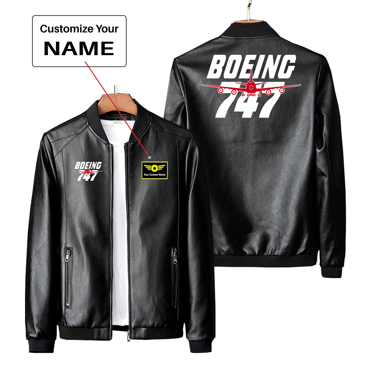 Amazing Boeing 747 Designed PU Leather Jackets