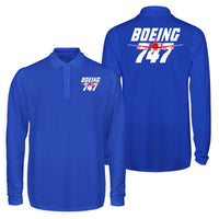 Thumbnail for Amazing Boeing 747 Designed Long Sleeve Polo T-Shirts (Double-Side)