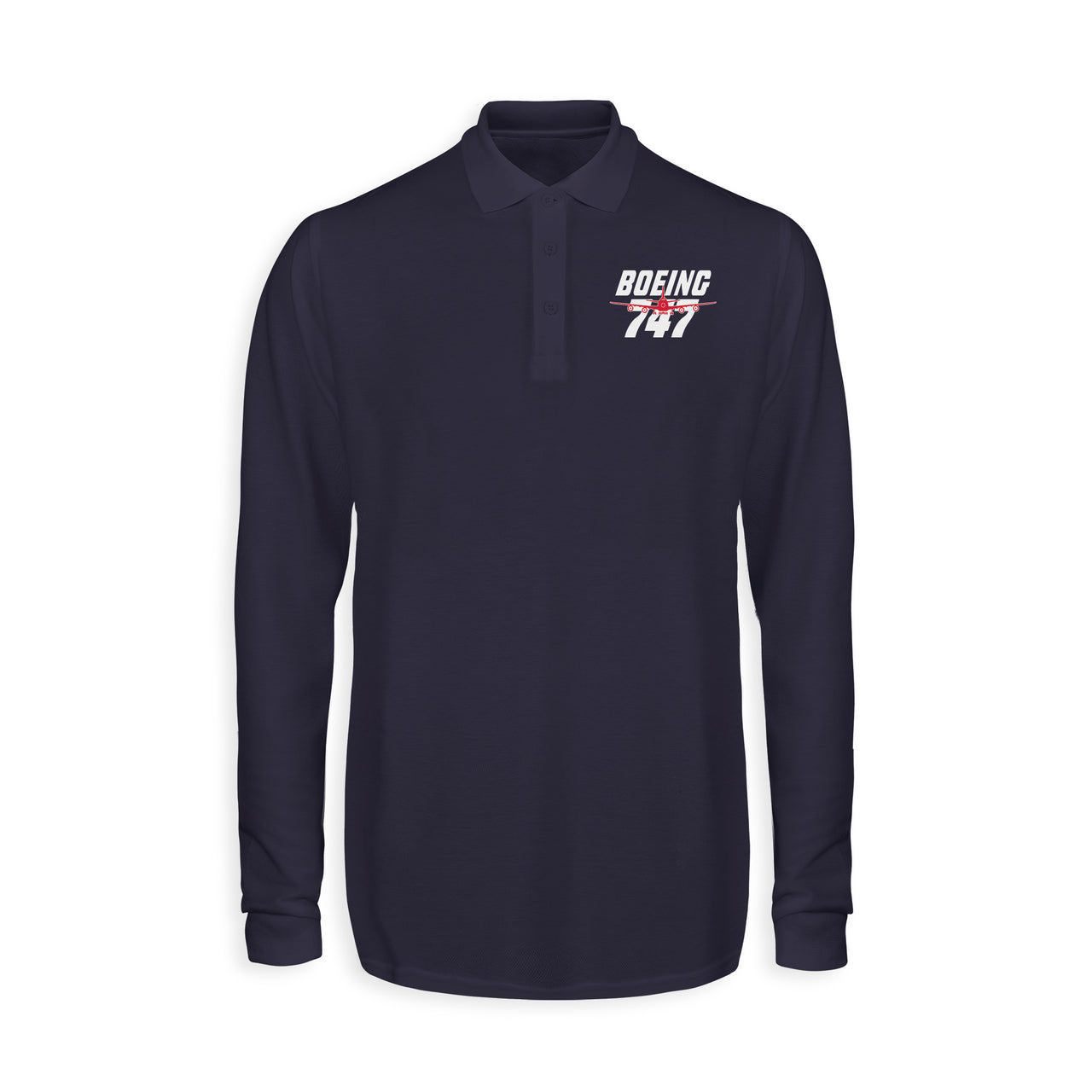 Amazing Boeing 747 Designed Long Sleeve Polo T-Shirts