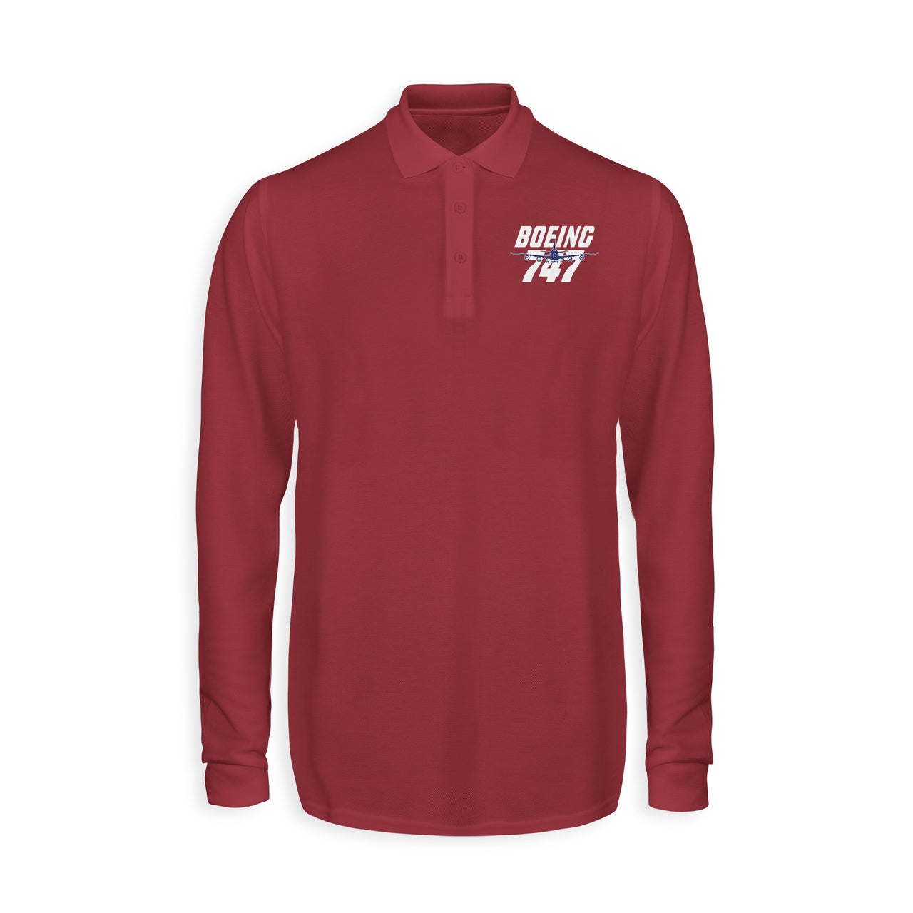 Amazing Boeing 747 Designed Long Sleeve Polo T-Shirts