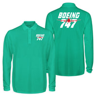 Thumbnail for Amazing Boeing 747 Designed Long Sleeve Polo T-Shirts (Double-Side)