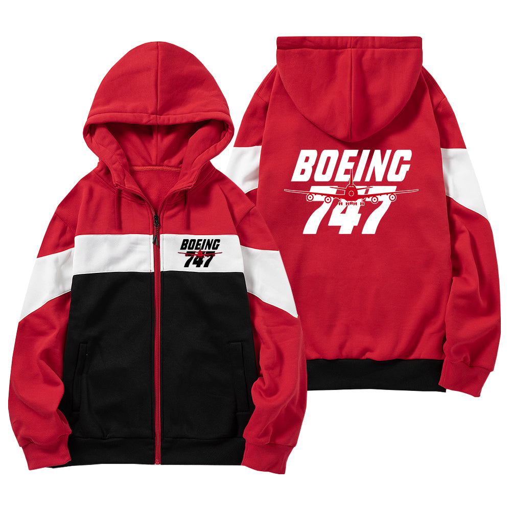 Amazing Boeing 747 Designed Colourful Zipped Hoodies