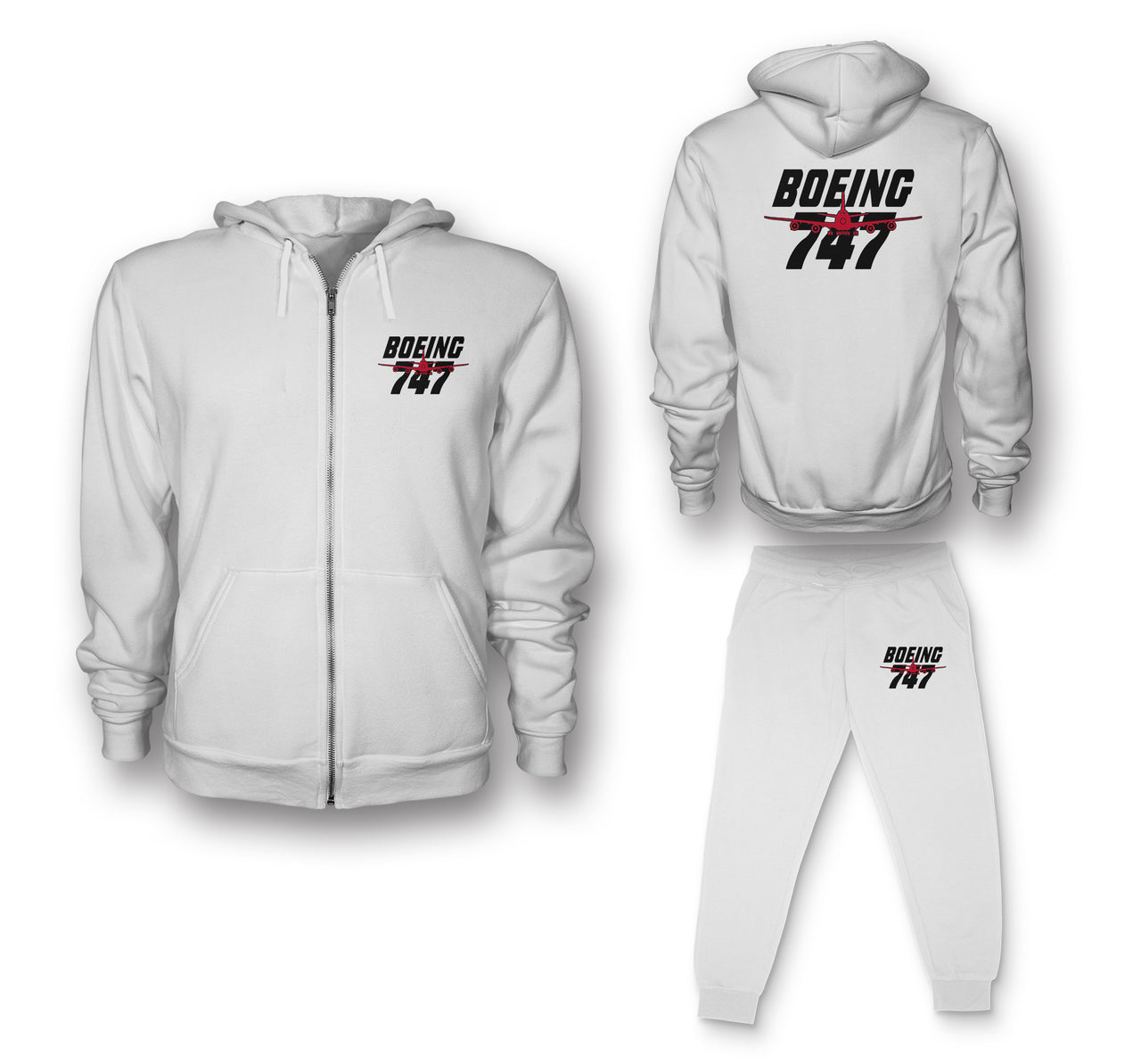 Amazing Boeing 747 Designed Zipped Hoodies & Sweatpants Set