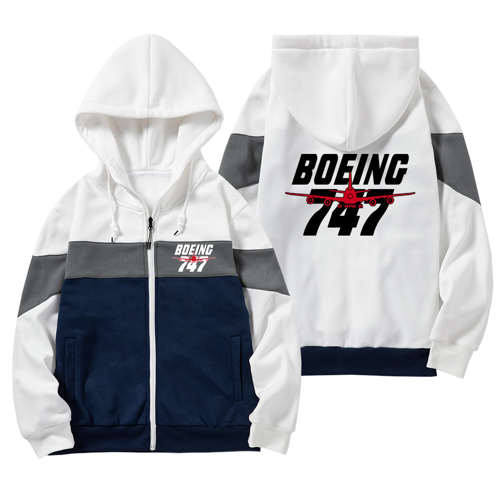 Amazing Boeing 747 Designed Colourful Zipped Hoodies