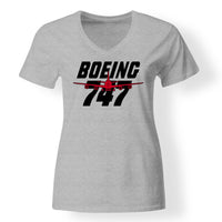 Thumbnail for Amazing Boeing 747 Designed V-Neck T-Shirts