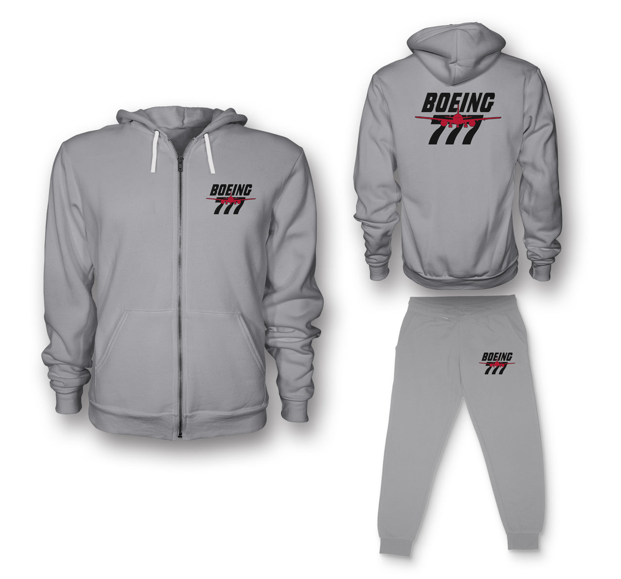 Amazing Boeing 777 Designed Zipped Hoodies & Sweatpants Set