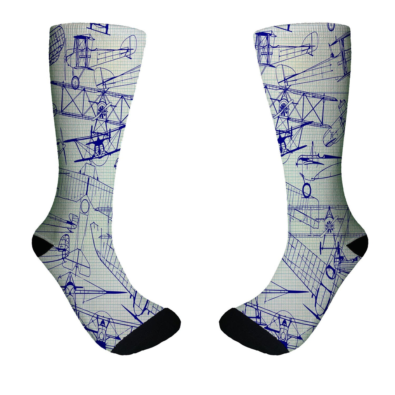 Amazing Drawings of Old Aircrafts Designed Socks