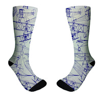 Thumbnail for Amazing Drawings of Old Aircrafts Designed Socks