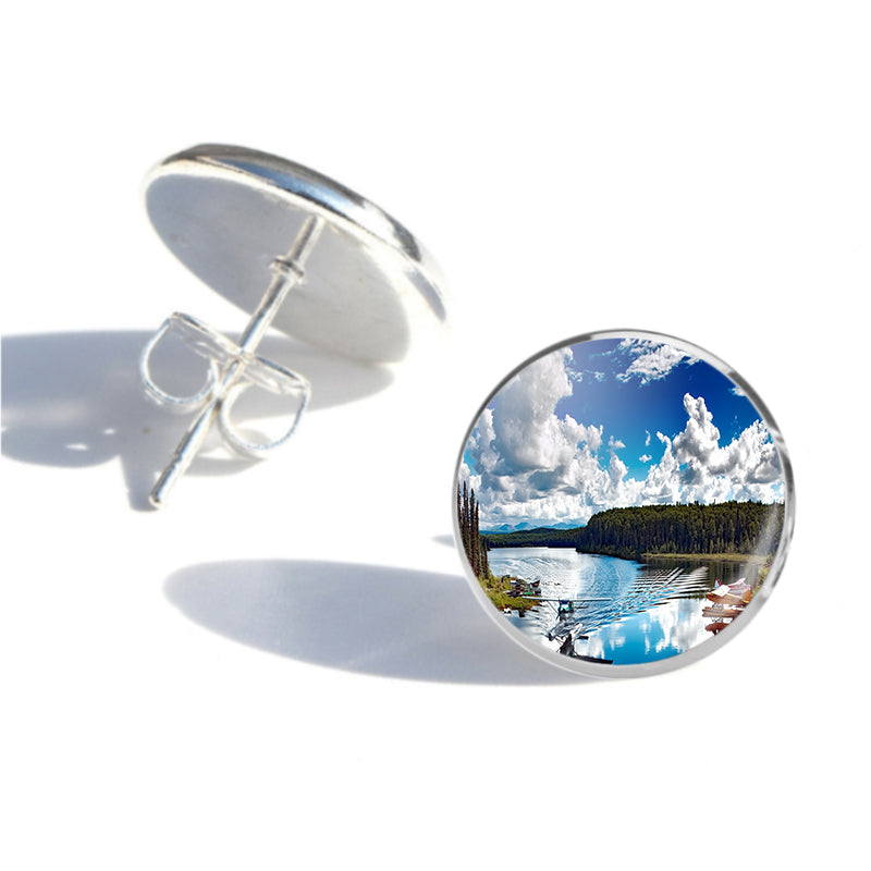 Amazing Scenary & Sea Planes Designed Stud Earrings