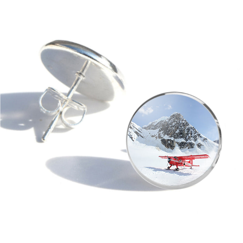 Amazing Snow Airplane Designed Stud Earrings