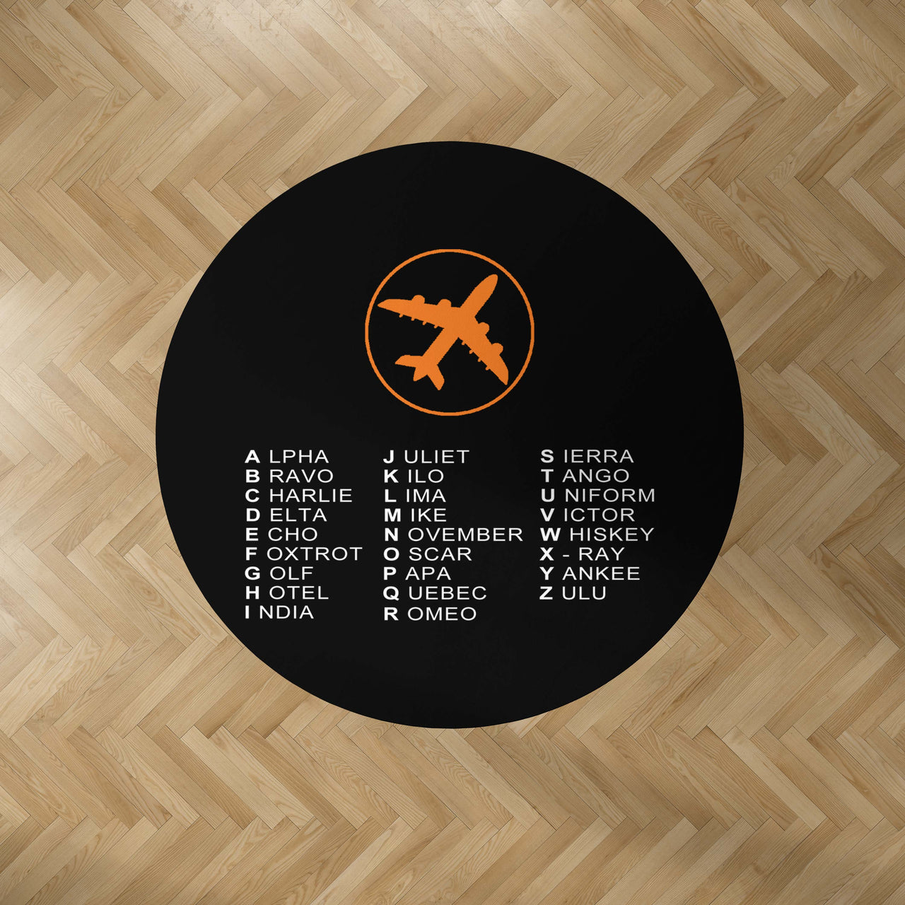 Aviation Alphabet 2 Designed Carpet & Floor Mats (Round)