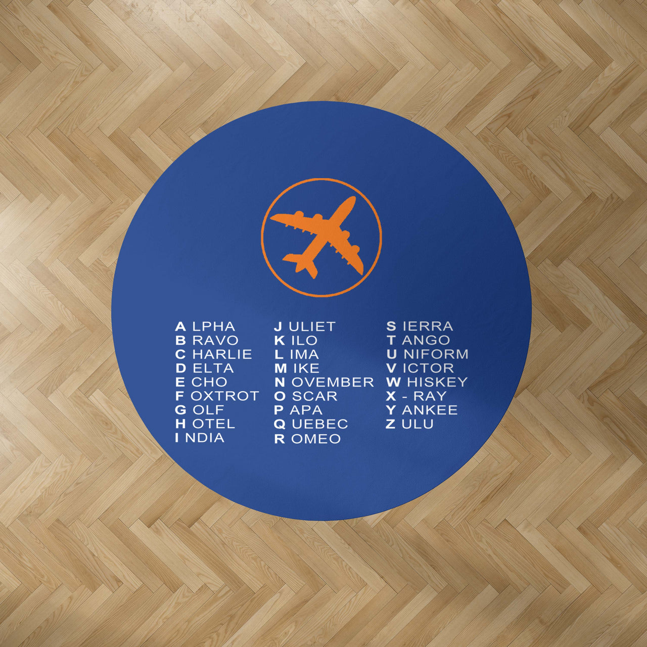 Aviation Alphabet 2 Designed Carpet & Floor Mats (Round)