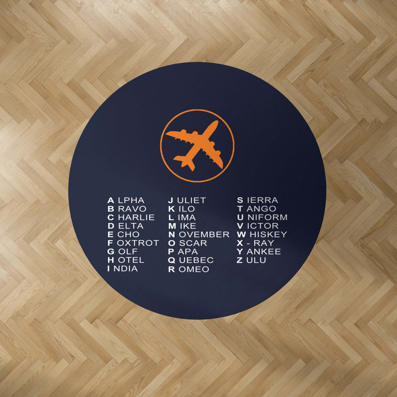 Aviation Alphabet 2 Designed Carpet & Floor Mats (Round)