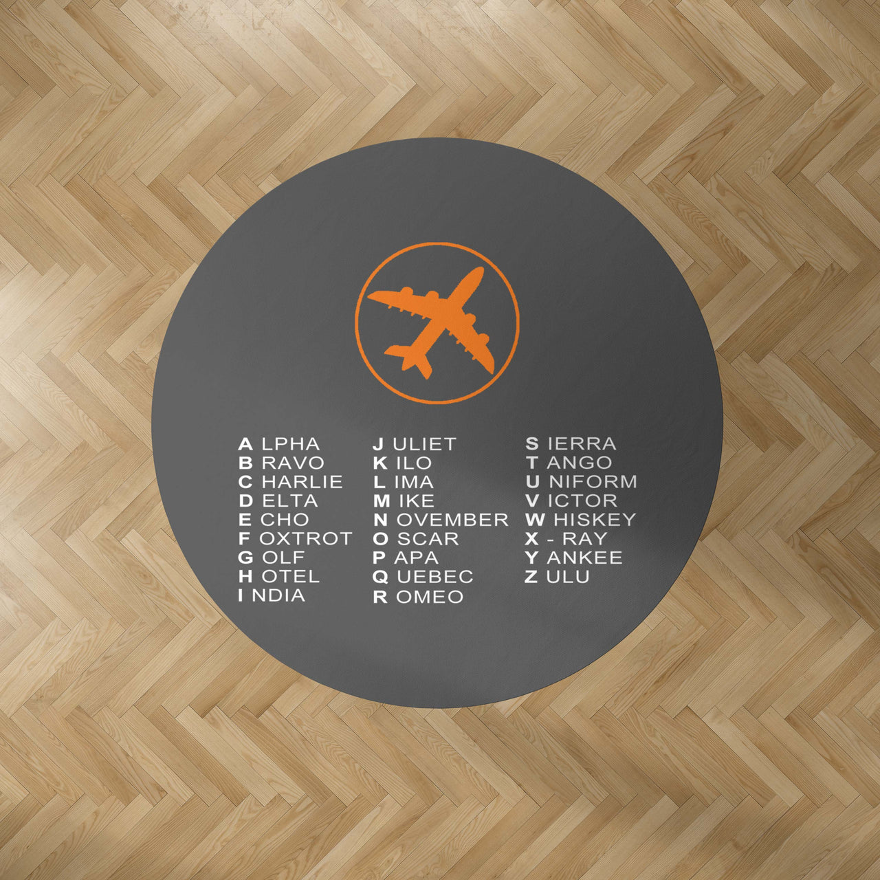 Aviation Alphabet 2 Designed Carpet & Floor Mats (Round)