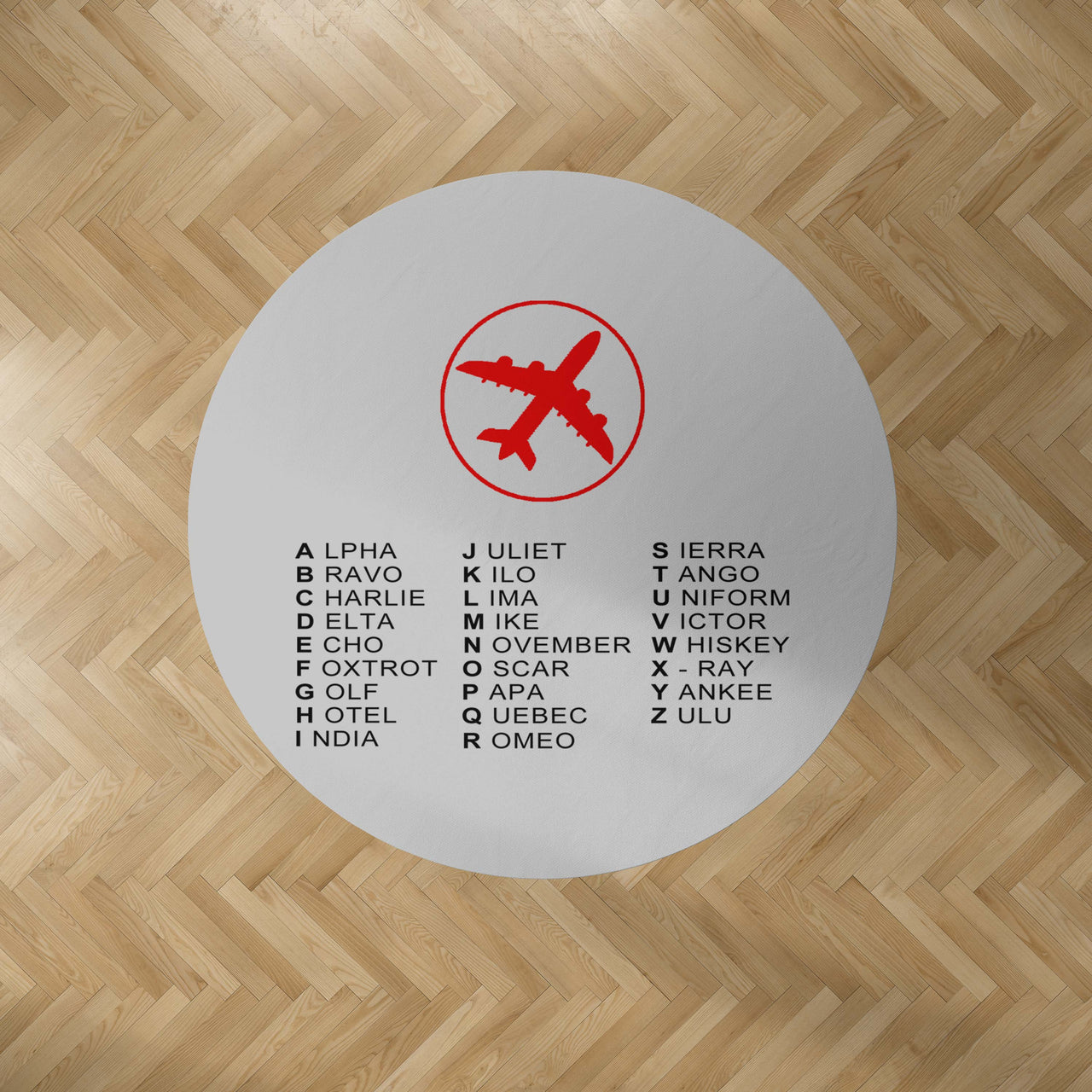 Aviation Alphabet 2 Designed Carpet & Floor Mats (Round)