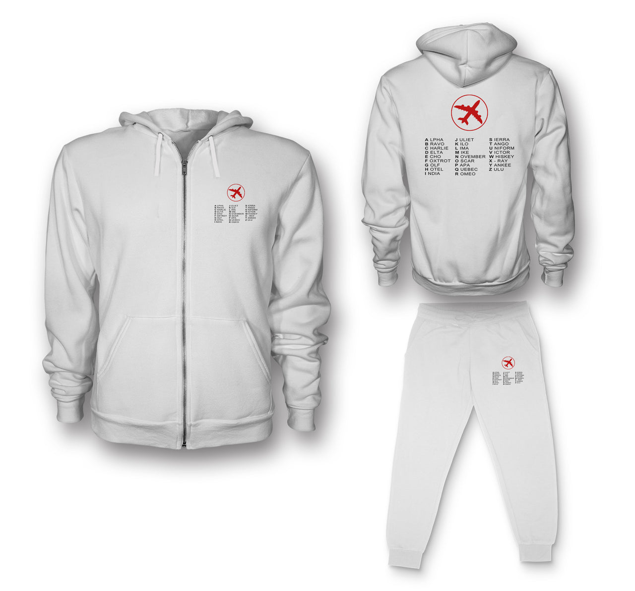 Aviation Alphabet 2 Designed Zipped Hoodies & Sweatpants Set