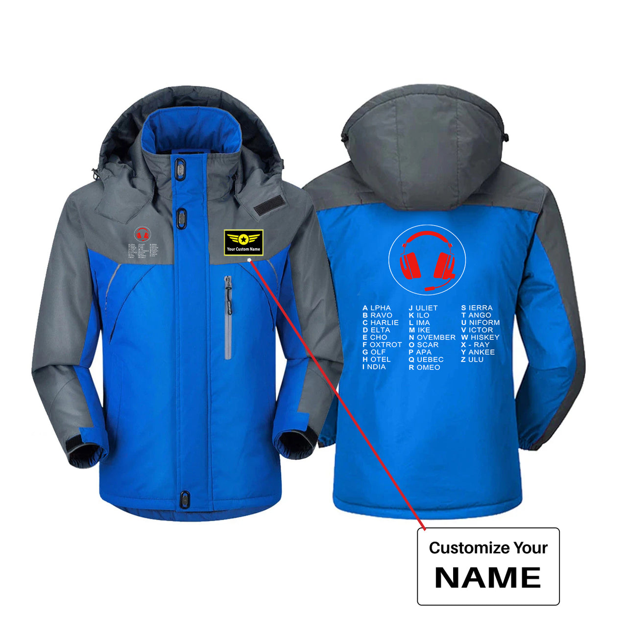 Aviation Alphabet 3 Designed Thick Winter Jackets