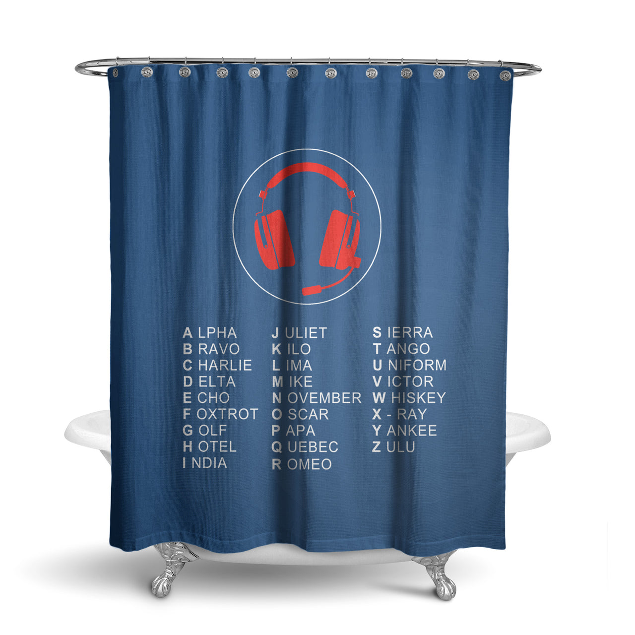 Aviation Alphabet 3 Designed Shower Curtains