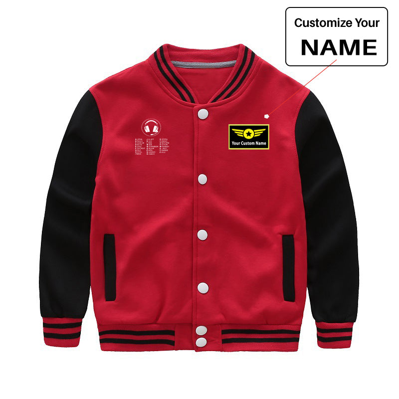 Aviation Alphabet 3 Designed "CHILDREN" Baseball Jackets