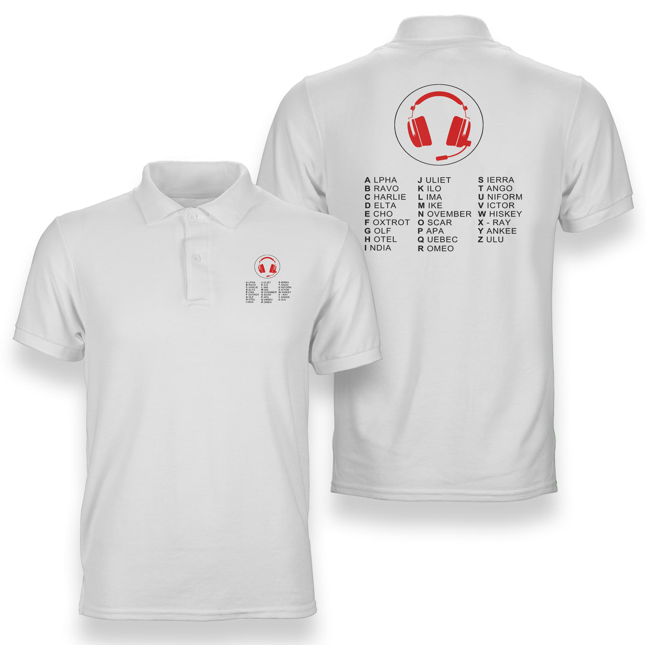 Aviation Alphabet 3 Designed Double Side Polo T-Shirts