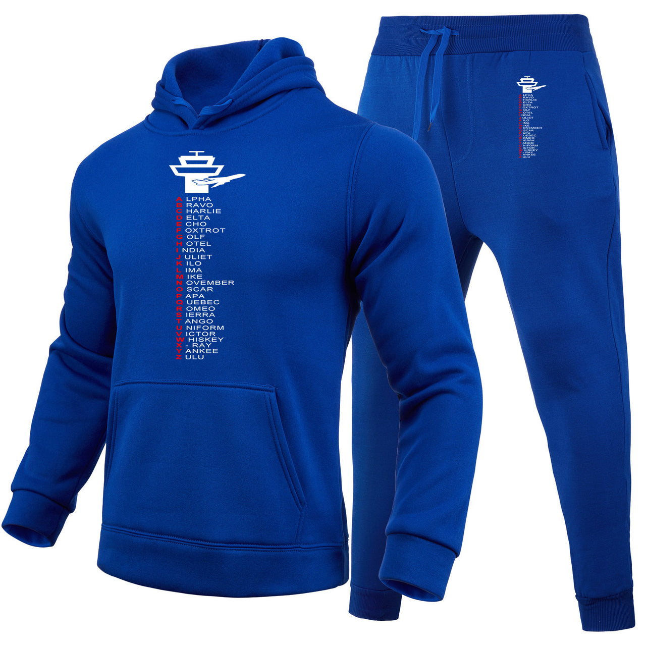 Aviation Alphabet Designed Hoodies & Sweatpants Set