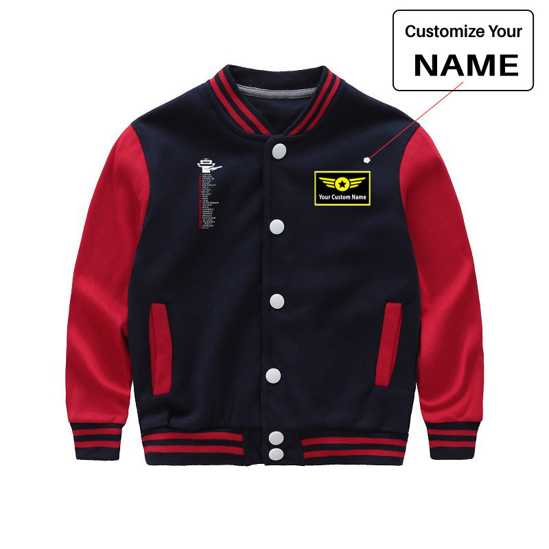 Aviation Alphabet Designed "CHILDREN" Baseball Jackets