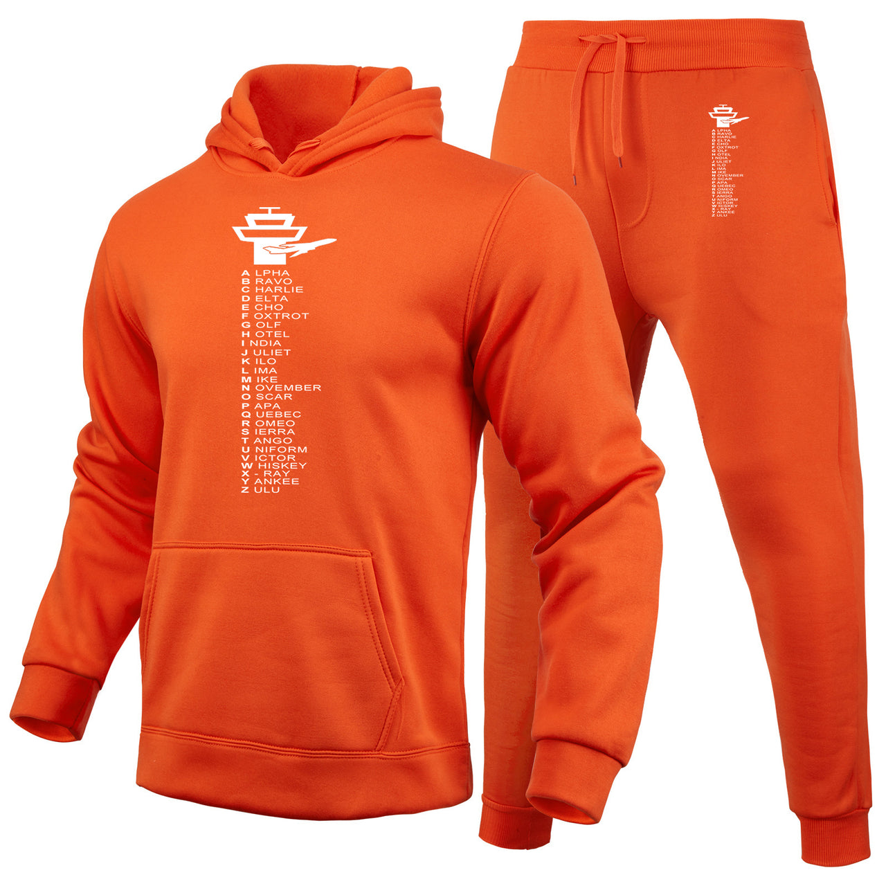 Aviation Alphabet Designed Hoodies & Sweatpants Set