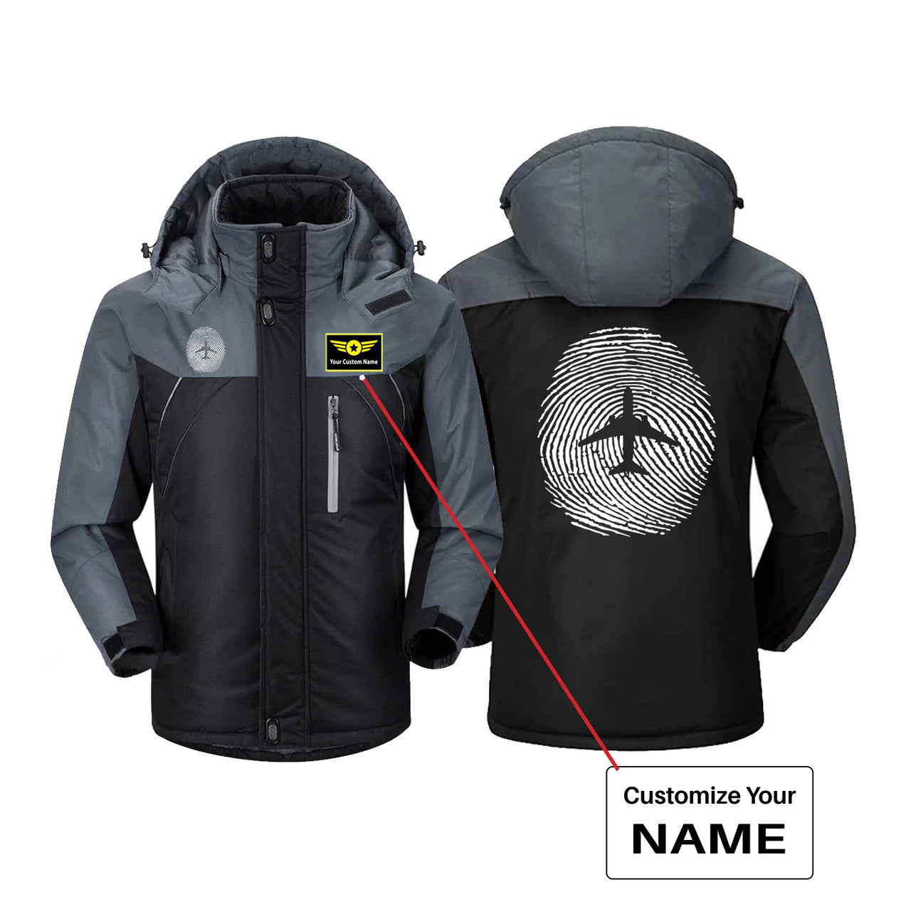 Aviation Finger Print Designed Thick Winter Jackets