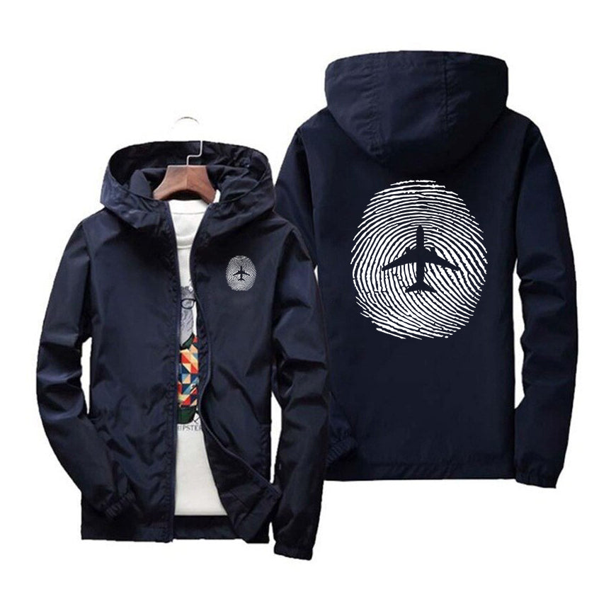 Aviation Finger Print Designed Windbreaker Jackets