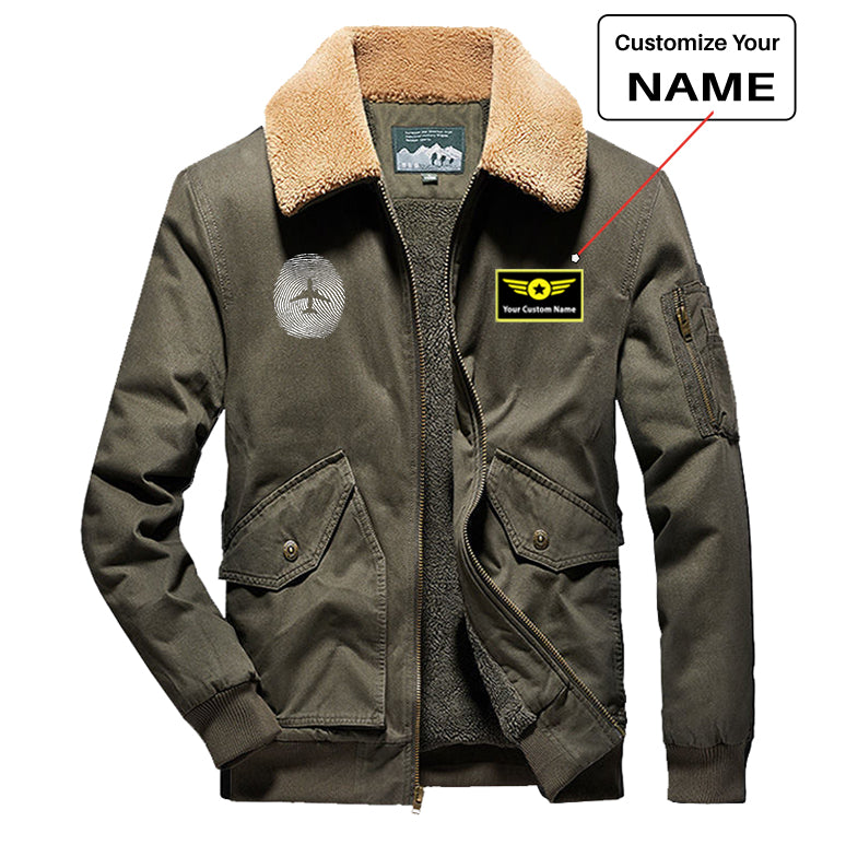 Aviation Finger Print Designed Thick Bomber Jackets