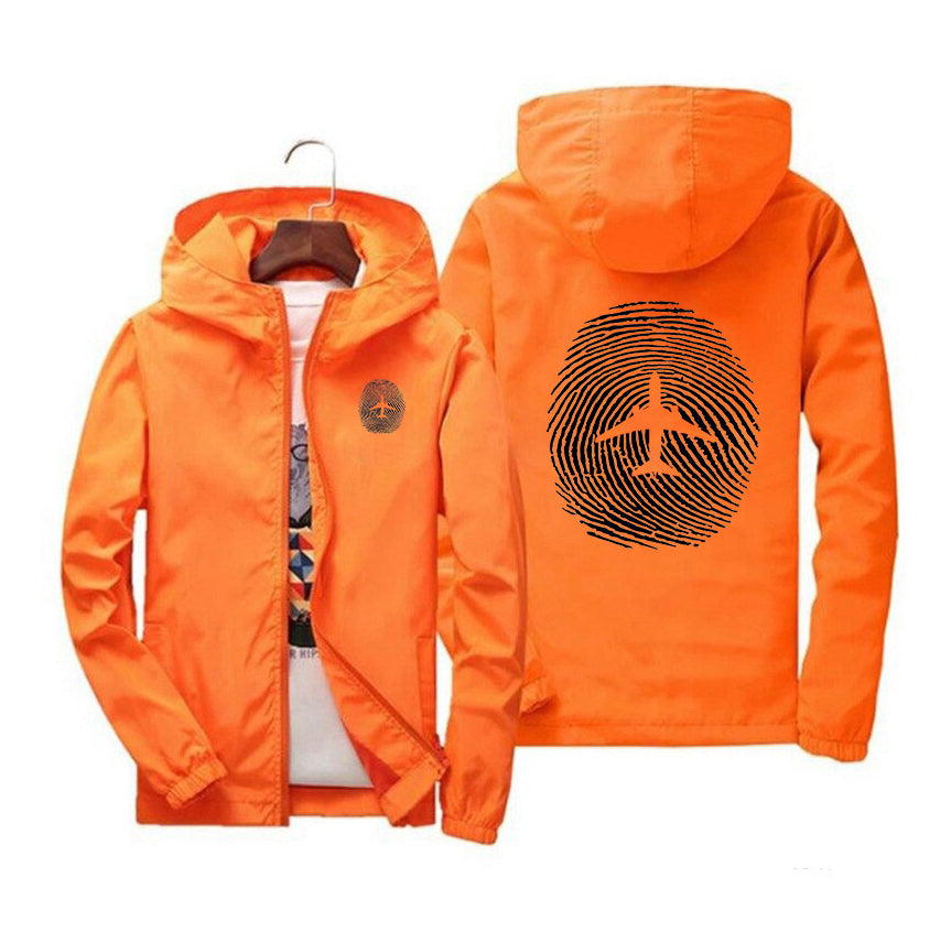 Aviation Finger Print Designed Windbreaker Jackets