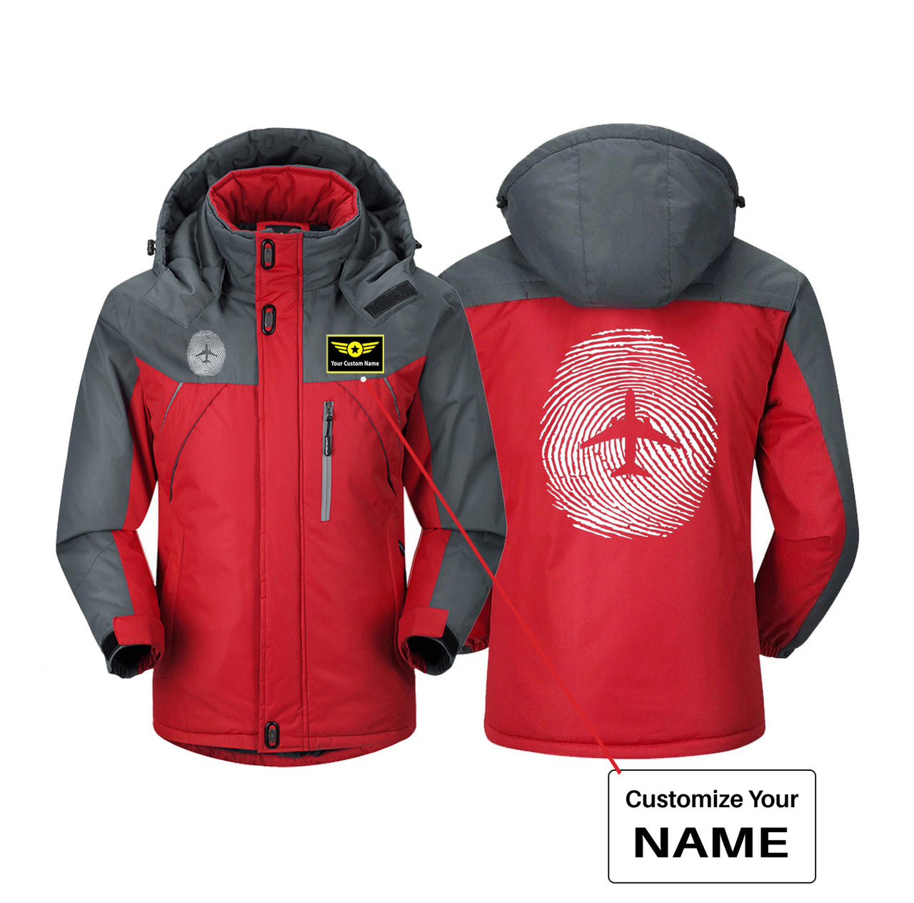 Aviation Finger Print Designed Thick Winter Jackets