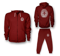 Thumbnail for Aviation Finger Print Designed Zipped Hoodies & Sweatpants Set