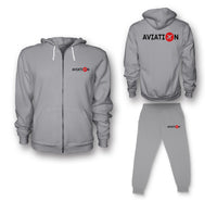 Thumbnail for Aviation Designed Zipped Hoodies & Sweatpants Set