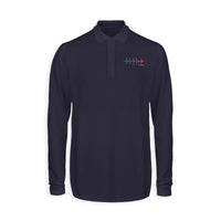 Thumbnail for Aviation Heartbeats Designed Long Sleeve Polo T-Shirts