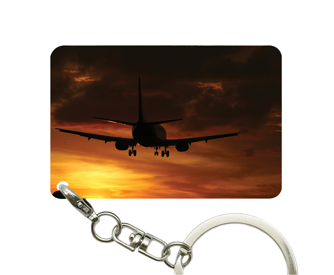 Beautiful Aircraft Landing at Sunset Designed Key Chains