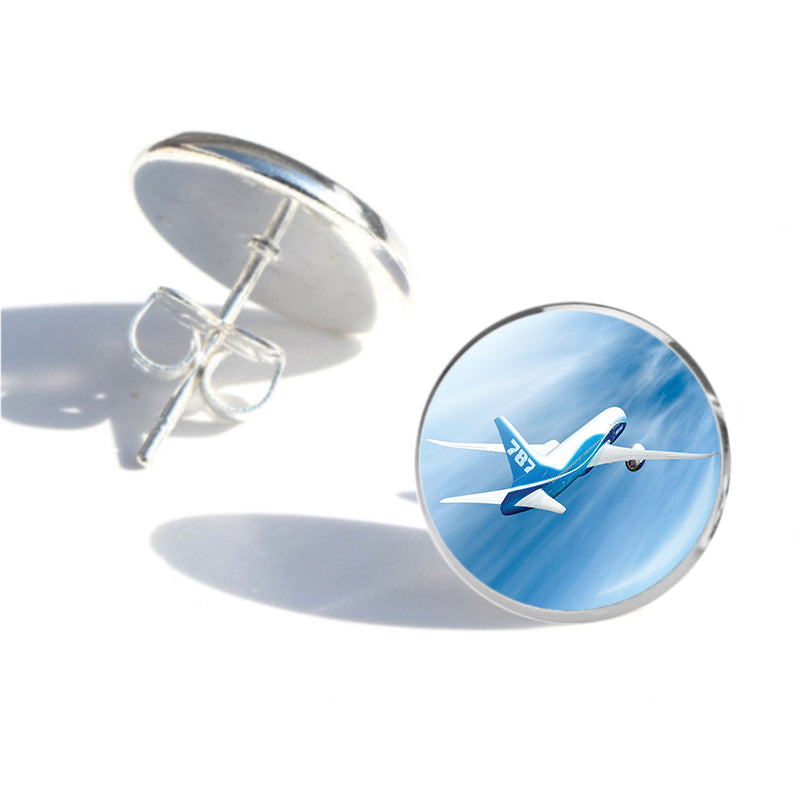 Beautiful Painting of Boeing 787 Dreamliner Designed Stud Earrings